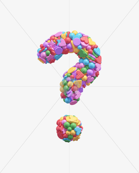 Question mark from Candy alphabet on Yellow Images Creative Fonts - S67935