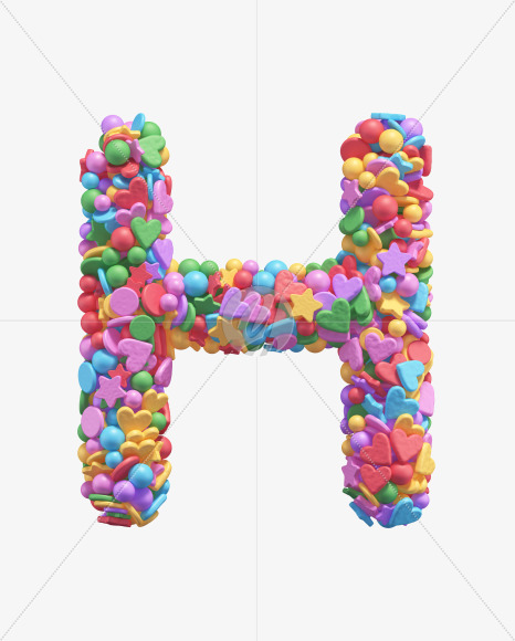 Letter H from Candy alphabet on Yellow Images Creative Fonts - S67905