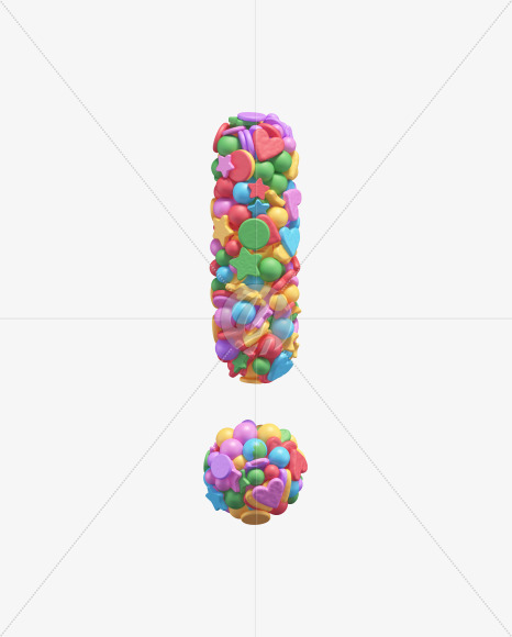 Exclamation mark from Candy alphabet on Yellow Images Creative Fonts - S67934