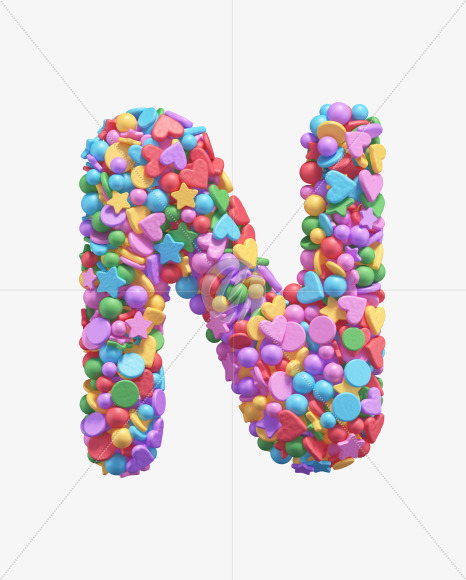 Letter N from Candy alphabet on Yellow Images Creative Fonts - S67911