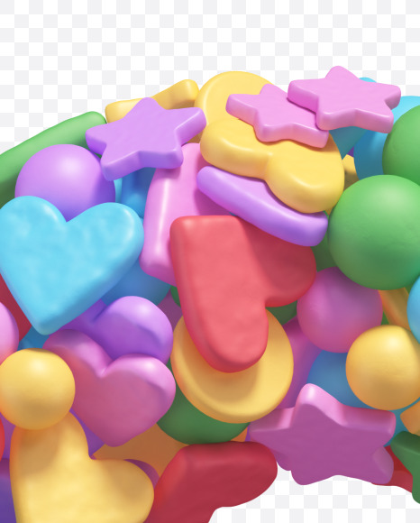 Heart shape from Candy alphabet on Yellow Images Creative Fonts - S67939