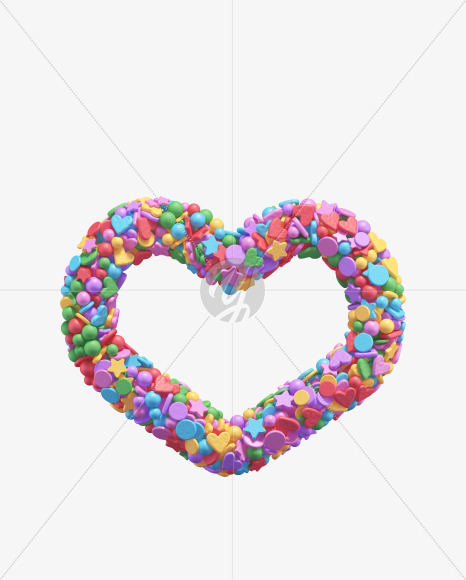 Heart shape from Candy alphabet on Yellow Images Creative Fonts - S67939