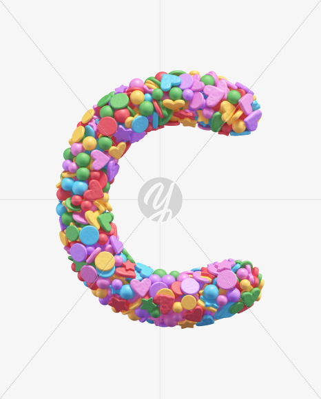 Letter C from Candy alphabet on Yellow Images Creative Fonts - S67900