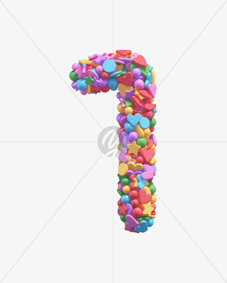 1 from Candy alphabet on Yellow Images Creative Fonts - S67924