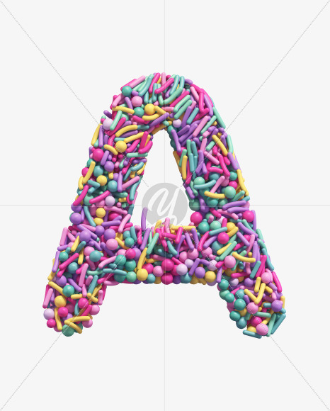 Letter A from Candy Sprinkles alphabet on Yellow Images Creative Fonts - S67951