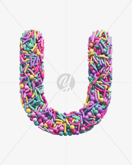 Letter U from Candy Sprinkles alphabet on Yellow Images Creative Fonts - S67978