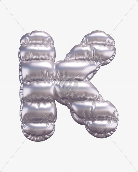 Letter K from Silver Balloon alphabet on Yellow Images Creative Fonts - S68221