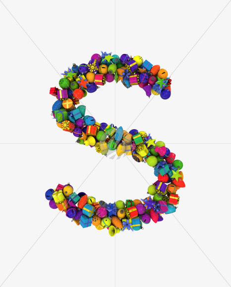 Letter S from Colorful Christmas Ornaments Typeface on Yellow Images Creative Fonts - S68641