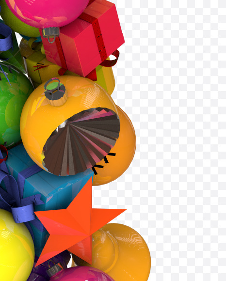 Letter Y from Colorful Christmas Ornaments Typeface on Yellow Images Creative Fonts - S68646
