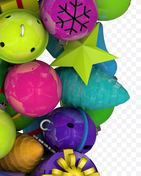 $ from Colorful Christmas Ornaments Typeface on Yellow Images Creative Fonts - S68610