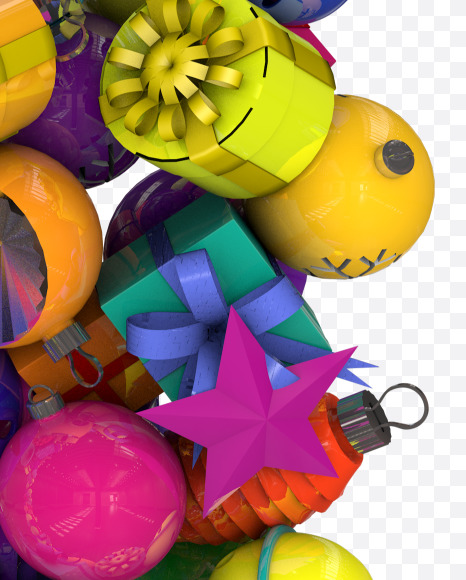 Letter G from Colorful Christmas Ornaments Typeface on Yellow Images Creative Fonts - S68628