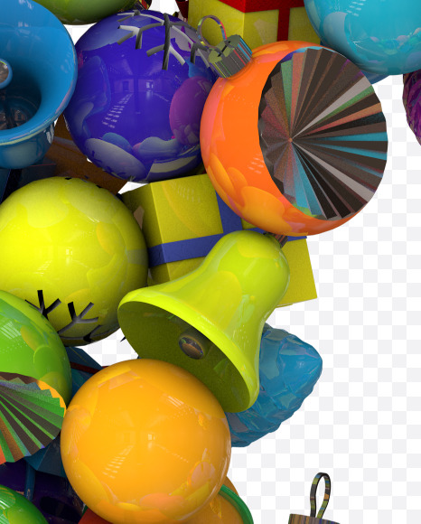 5 from Colorful Christmas Ornaments Typeface on Yellow Images Creative Fonts - S68617
