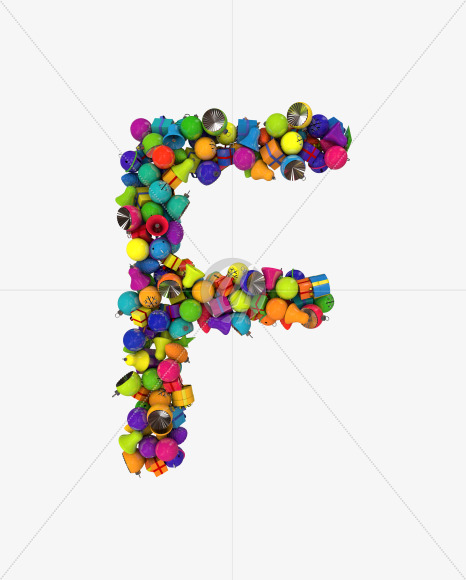 Letter F from Colorful Christmas Ornaments Typeface on Yellow Images Creative Fonts - S68627