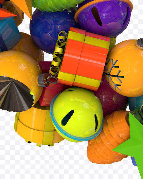 9 from Colorful Christmas Ornaments Typeface on Yellow Images Creative Fonts - S68621