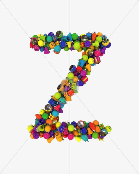 Letter Z from Colorful Christmas Ornaments Typeface on Yellow Images Creative Fonts - S68647