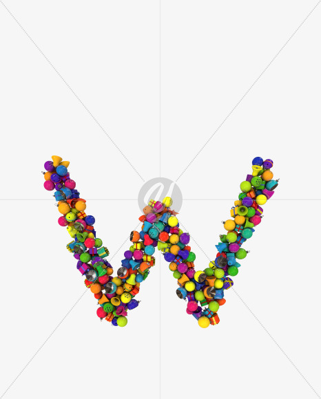 Letter W from Colorful Christmas Ornaments Typeface on Yellow Images Creative Fonts - S68648