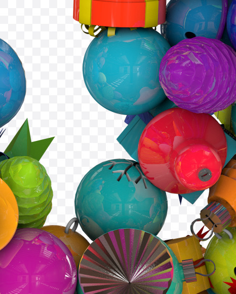 Letter N from Colorful Christmas Ornaments Typeface on Yellow Images Creative Fonts - S68635