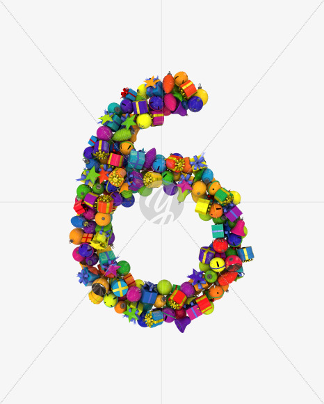 6 from Colorful Christmas Ornaments Typeface on Yellow Images Creative Fonts - S68618