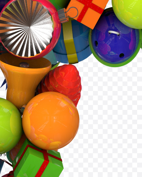Letter T from Colorful Christmas Ornaments Typeface on Yellow Images Creative Fonts - S68642