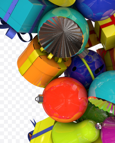 3 from Colorful Christmas Ornaments Typeface on Yellow Images Creative Fonts - S68615
