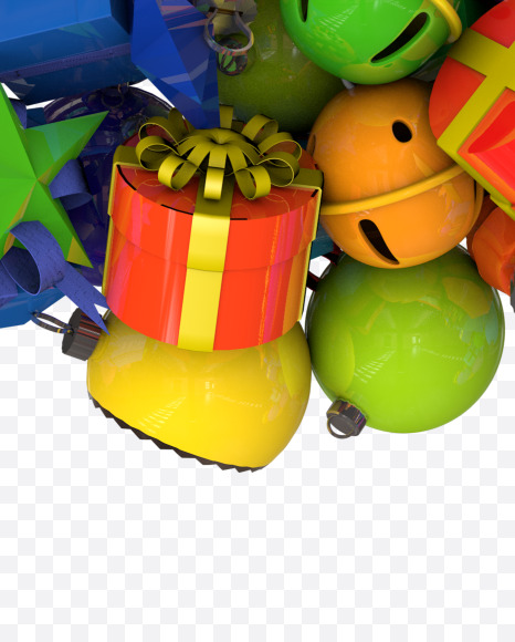 4 from Colorful Christmas Ornaments Typeface on Yellow Images Creative Fonts - S68616