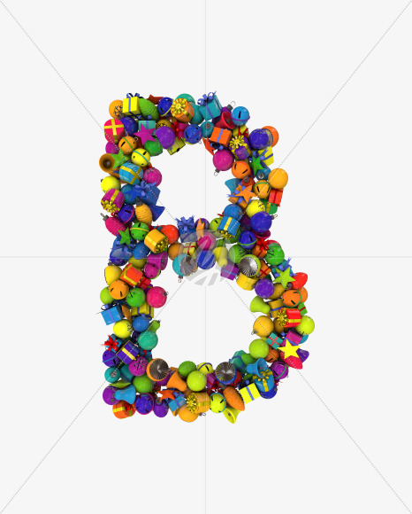 Letter B from Colorful Christmas Ornaments Typeface on Yellow Images Creative Fonts - S68623