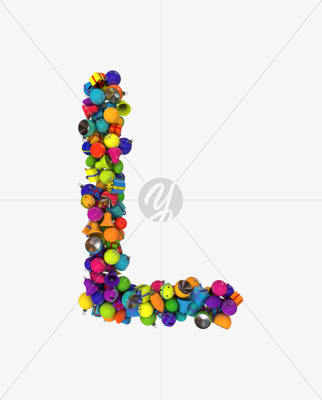 Letter L from Colorful Christmas Ornaments Typeface on Yellow Images Creative Fonts - S68633