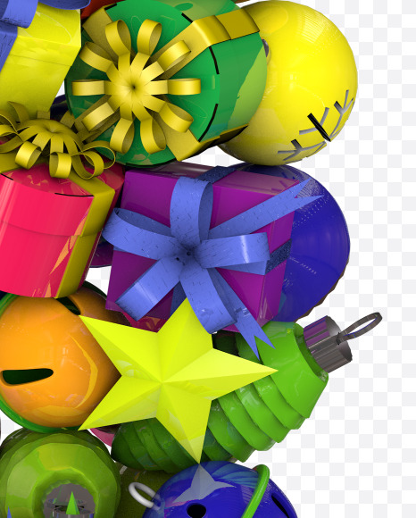 Letter J from Colorful Christmas Ornaments Typeface on Yellow Images Creative Fonts - S68631