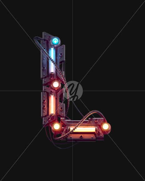 Letter L from Futuristic alphabet on Yellow Images Creative Fonts - S68749