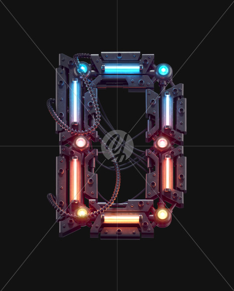 Letter D from Futuristic alphabet on Yellow Images Creative Fonts - S68738