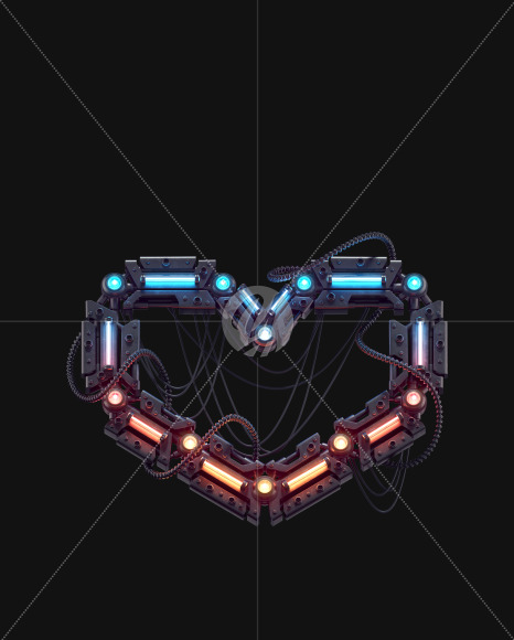 Heart from Futuristic alphabet on Yellow Images Creative Fonts - S68745