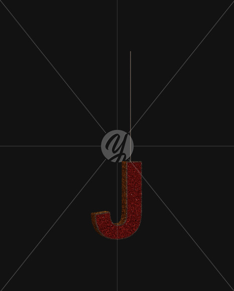 R J from Christmas Glitter Ornament Typeface on Yellow Images Creative Fonts - S69006