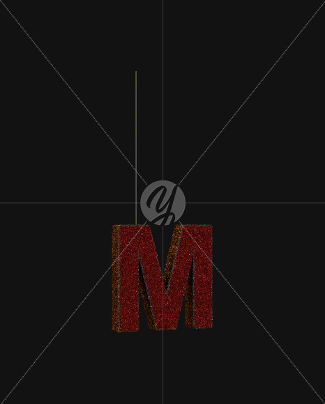 R M from Christmas Glitter Ornament Typeface on Yellow Images Creative Fonts - S69009