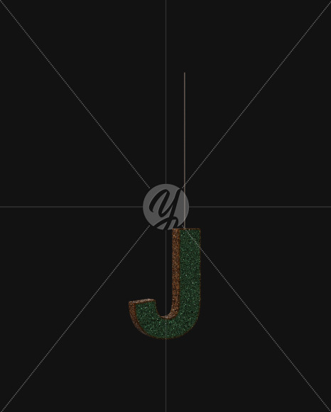 G J from Christmas Glitter Ornament Typeface on Yellow Images Creative Fonts - S69052