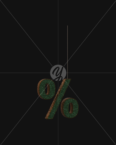 G percent from Christmas Glitter Ornament Typeface on Yellow Images Creative Fonts - S69059