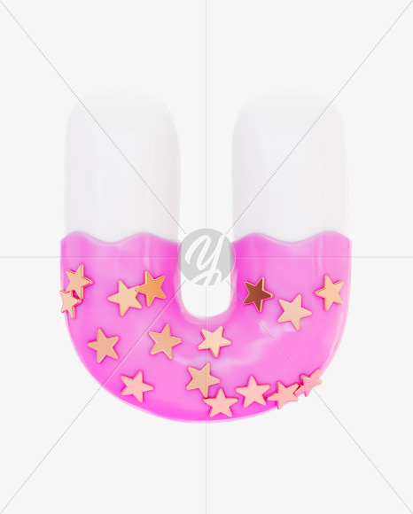 Letter U from Pink yummy Letters on Yellow Images Creative Fonts - S69354