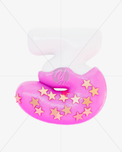 3 from Pink yummy Letters on Yellow Images Creative Fonts - S69363