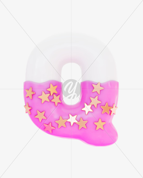 Letter Q from Pink yummy Letters on Yellow Images Creative Fonts - S69350