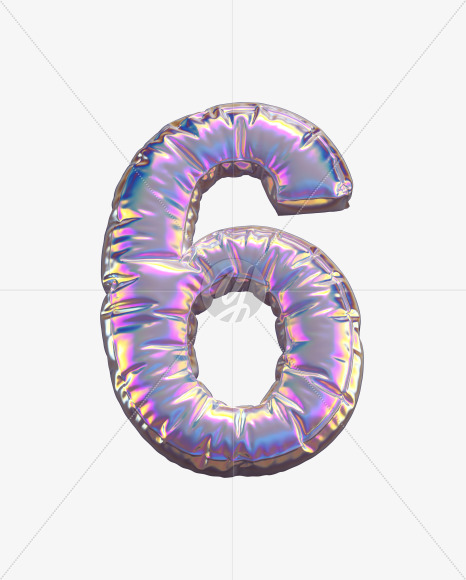 6 from Holographic Balloon alphabet on Yellow Images Creative Fonts - S69771