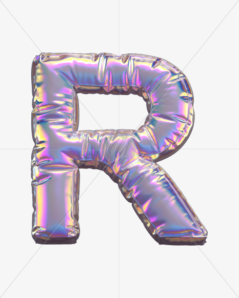 Letter R from Holographic Balloon alphabet on Yellow Images Creative Fonts - S69756