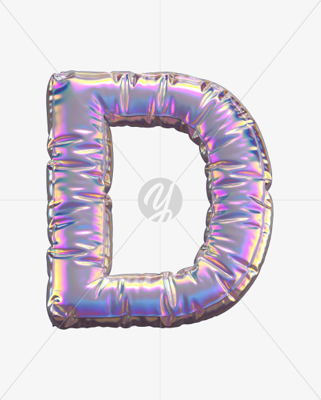 Letter D from Holographic Balloon alphabet on Yellow Images Creative Fonts - S69742