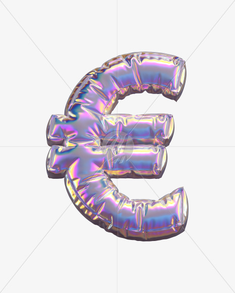 Euro from Holographic Balloon alphabet on Yellow Images Creative Fonts - S69780