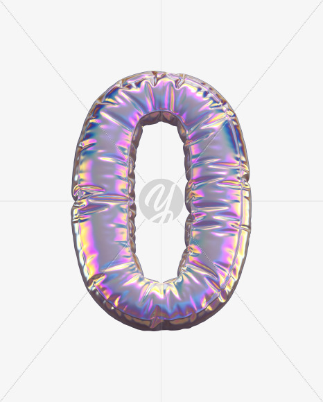 0 from Holographic Balloon alphabet on Yellow Images Creative Fonts - S69765