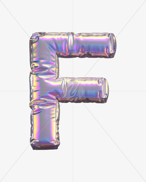 Letter F from Holographic Balloon alphabet on Yellow Images Creative Fonts - S69744