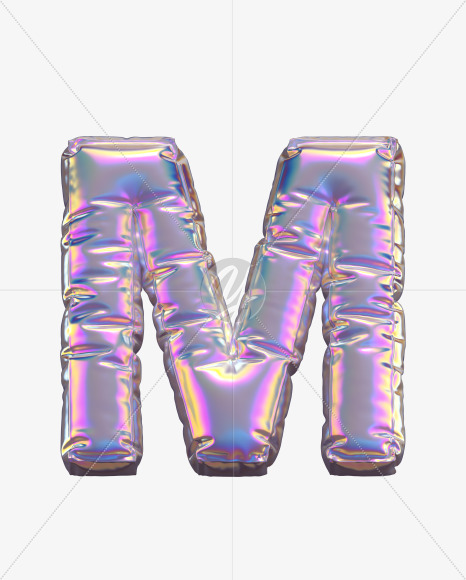 Letter M from Holographic Balloon alphabet on Yellow Images Creative Fonts - S69751