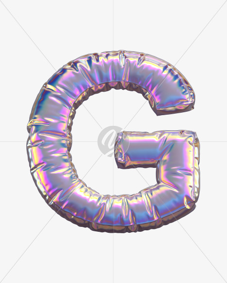 Letter G from Holographic Balloon alphabet on Yellow Images Creative Fonts - S69745