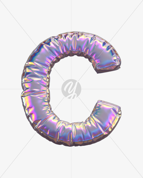 Letter C from Holographic Balloon alphabet on Yellow Images Creative Fonts - S69741