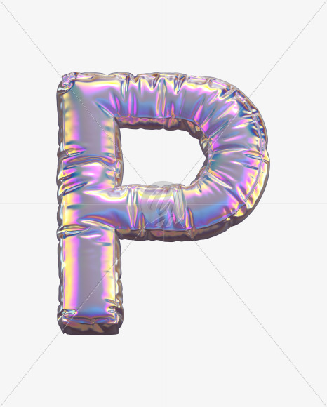 Letter P from Holographic Balloon alphabet on Yellow Images Creative Fonts - S69754