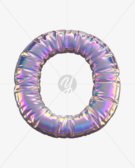 Letter O from Holographic Balloon alphabet on Yellow Images Creative Fonts - S69753