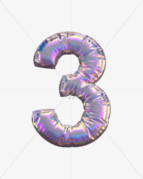 3 from Holographic Balloon alphabet on Yellow Images Creative Fonts - S69768